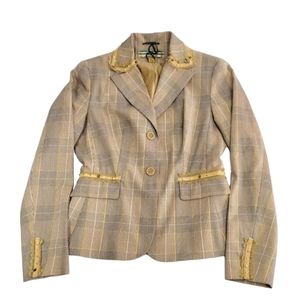 Vintage Allen Schwartz Blazer Sport Coat Taupe/Gold Color Size 4